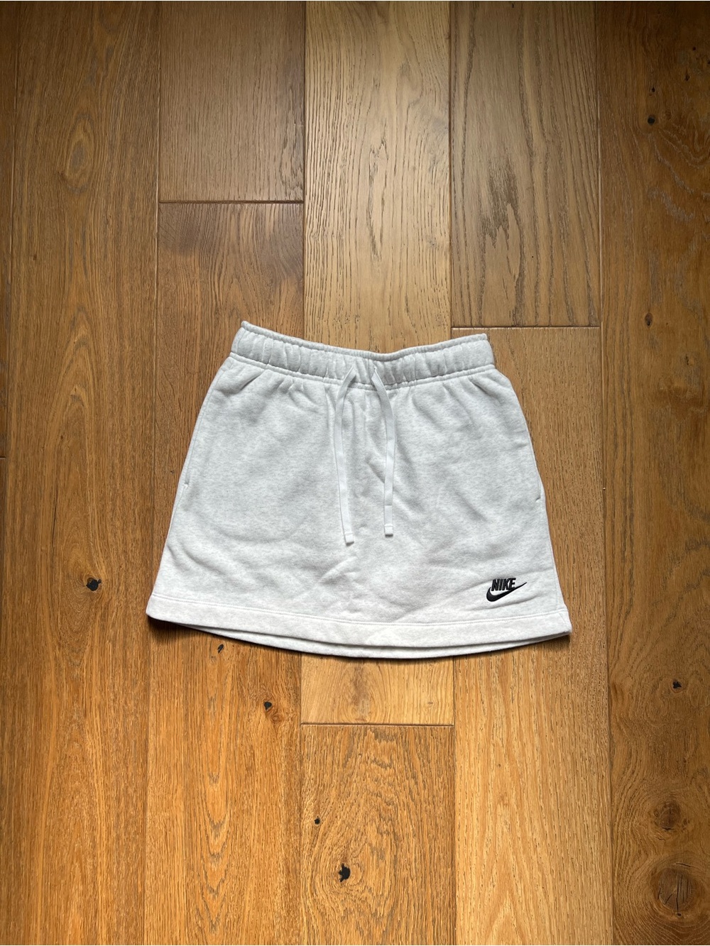 Nike light heather grey  Drawstring Fleece Skirt with Black Swoosh